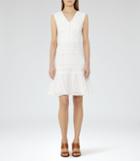 Reiss Alice - Lace Fit And Flare Dress In White, Womens, Size 0