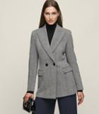 Reiss Oakley - Wool-blend Double-breasted Blazer In White, Womens, Size 0