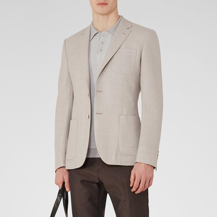 Reiss Blaine B - Mens Hopsack Weave Blazer In Brown