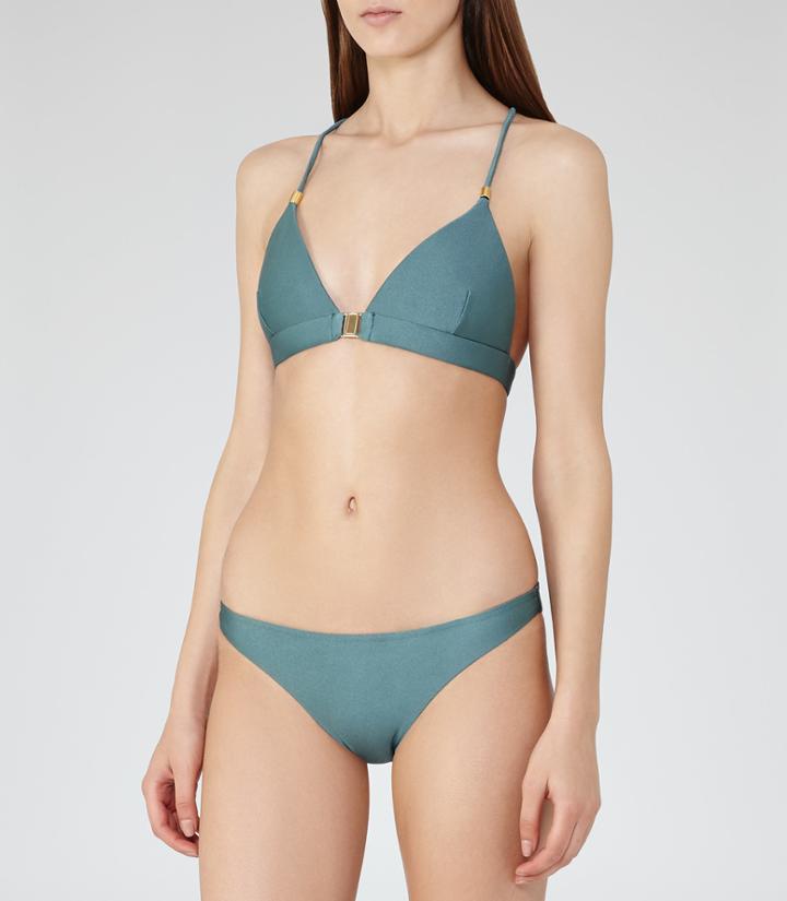Reiss Indie T - Womens Clip-front Bikini Top In Blue, Size Xs