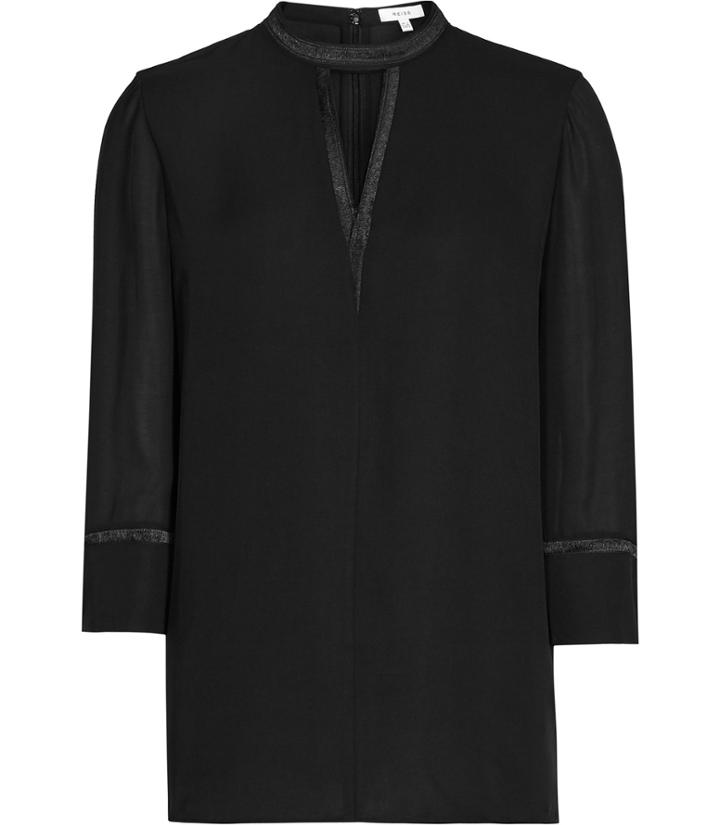 Reiss Kris - Womens Keyhole Neckline Top In Black, Size 4