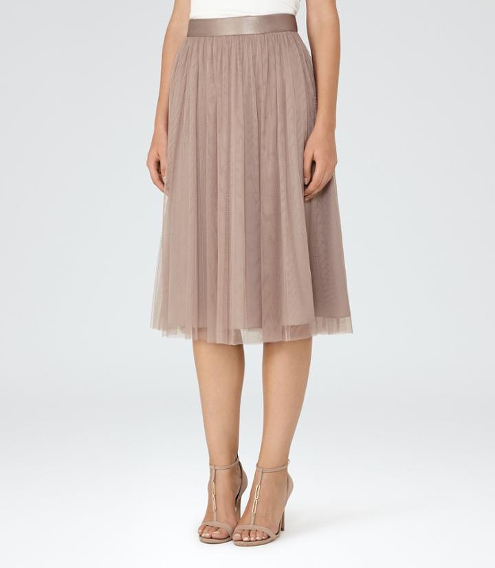 Reiss Crystal - Tulle Skirt In Grey, Womens, Size 0