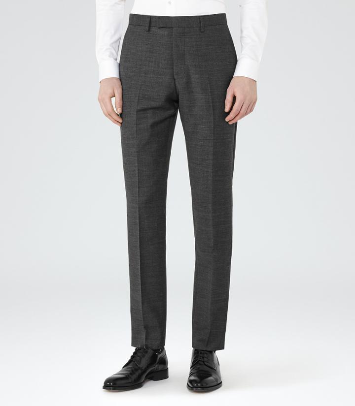 Reiss Mitre T - Mens Wool Modern-fit Trousers In Grey, Size 28
