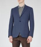 Reiss Burling B - Mens Peak Lapel Wool Blazer In Blue, Size 36