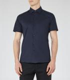 Reiss Redmayne - Mens Short Sleeve Shirt In Blue, Size Xs