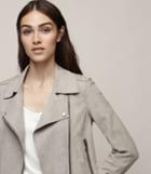 Reiss Raye - Bonded-suede Biker Jacket In Grey, Womens, Size 2