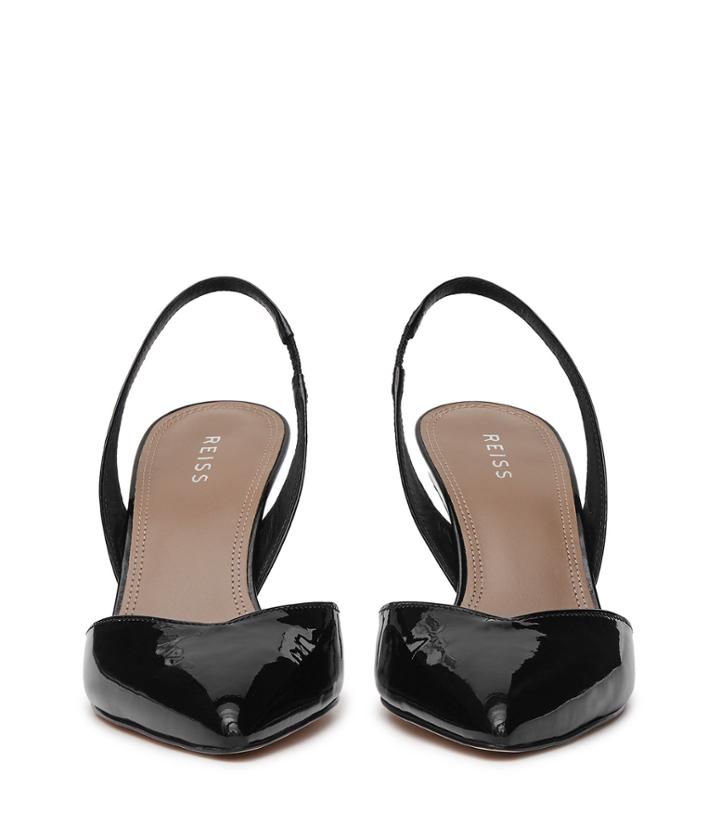 Reiss Millie - Patent-leather Slingback Shoes In Black, Womens, Size 6