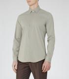 Reiss Mauro - Concealed Placket Shirt In Brown, Mens, Size S