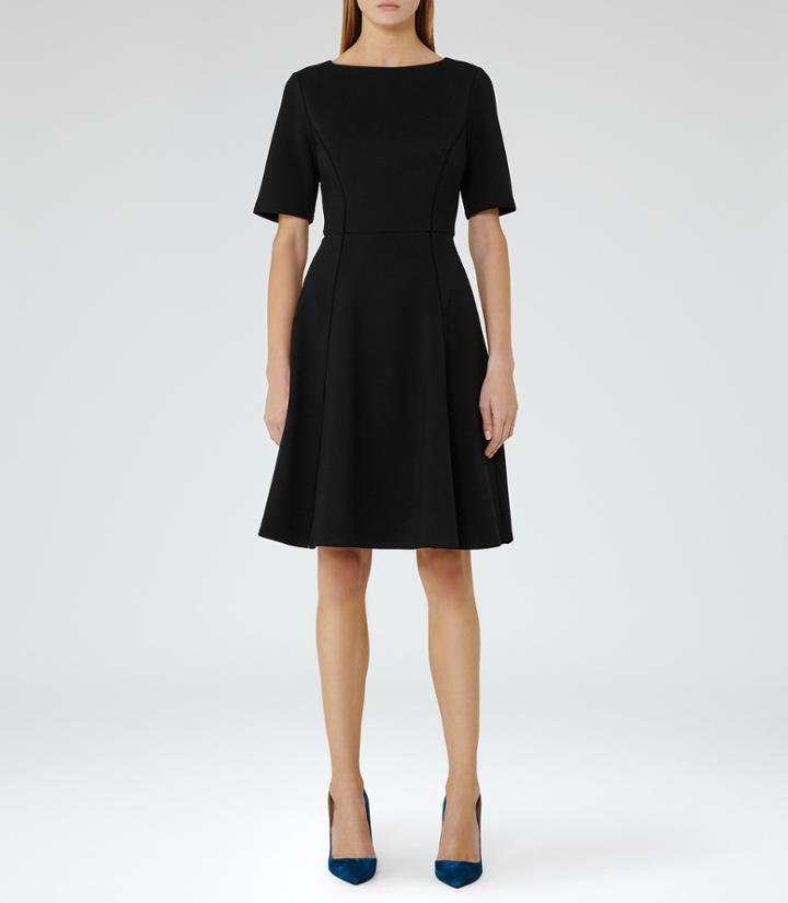 Reiss Tianna - Fit And Flare Dress In Black, Womens, Size 0