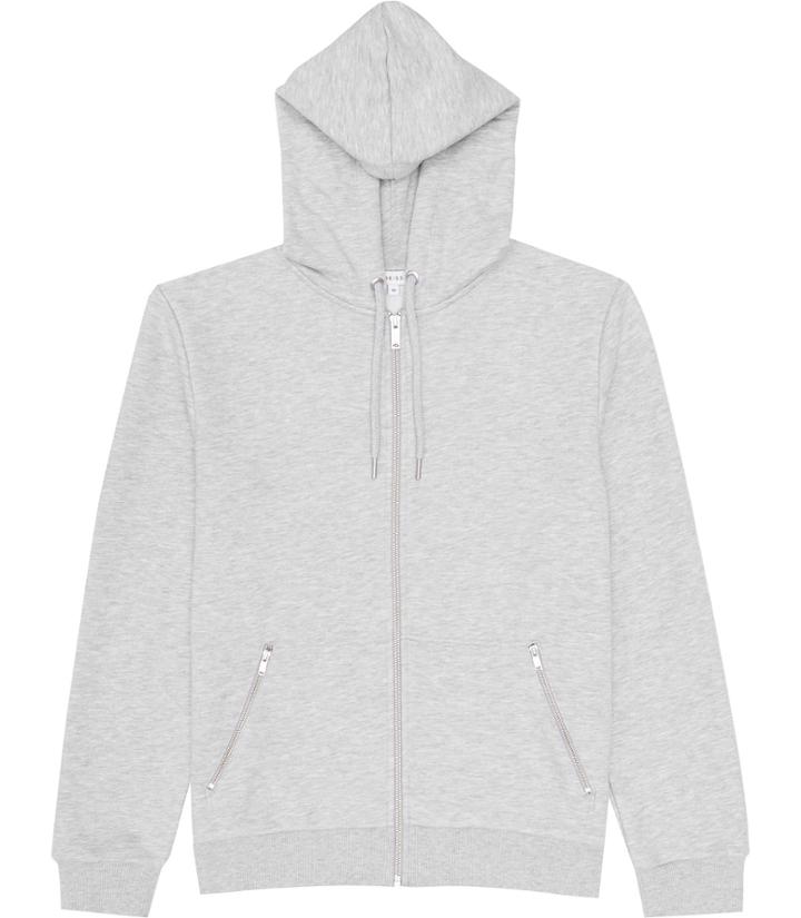 Reiss Fountain - Mens Cotton Zip Hoodie In Grey, Size Xs