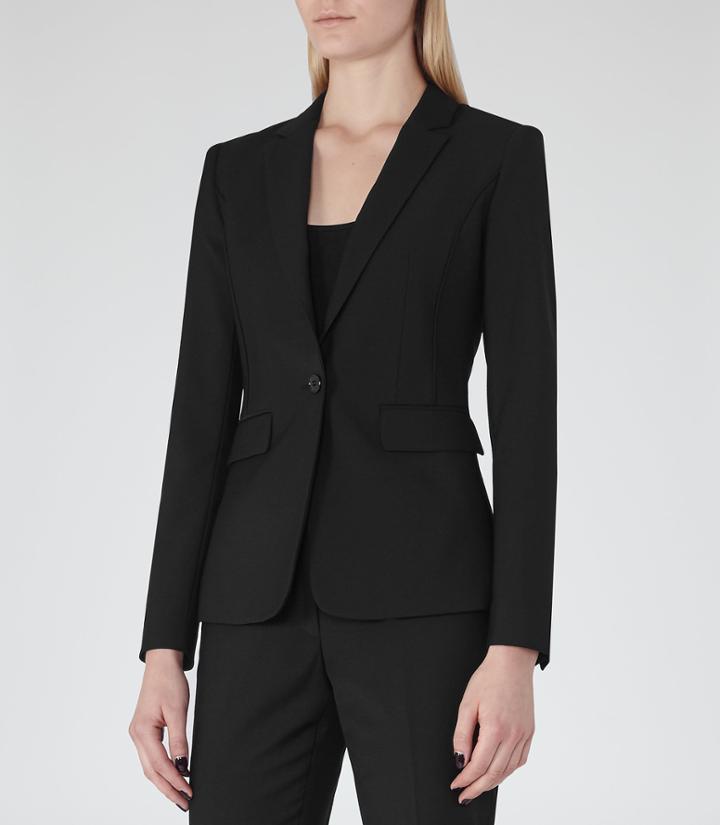 Reiss Elia Jacket - Womens Single-breasted Blazer In Black, Size 4