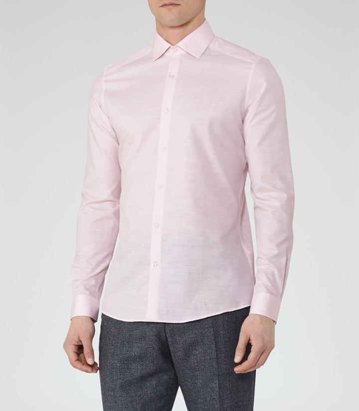 Reiss Shane - Mens Cotton And Linen Shirt In Red, Size Xs
