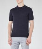 Reiss Manor - Merino Wool Polo Shirt In Blue, Mens, Size Xs