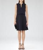 Reiss Braida - Womens Frill-detail Dress In Blue, Size 6