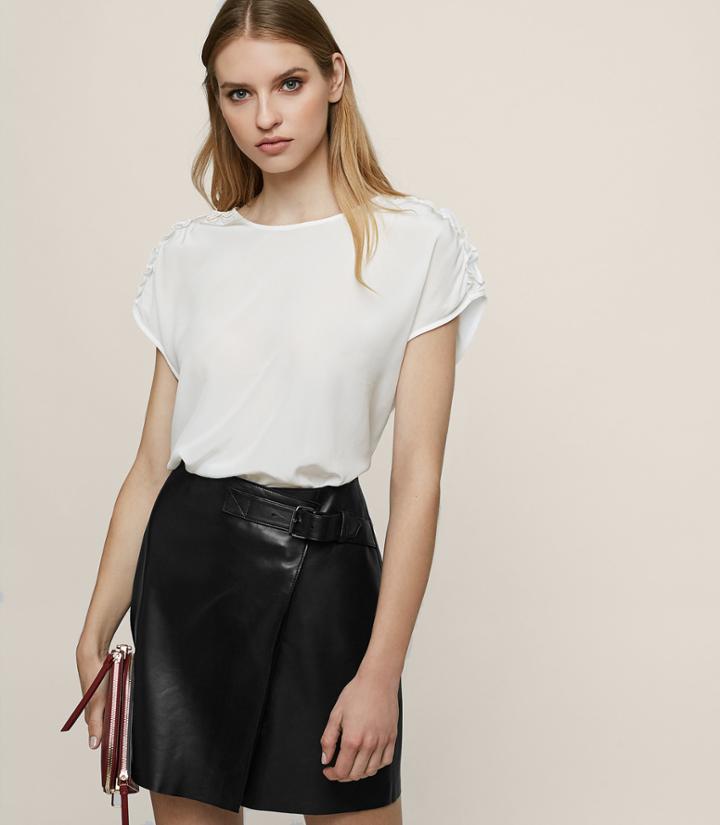 Reiss Natalie - Ruffle Silk Top In White, Womens, Size Xs