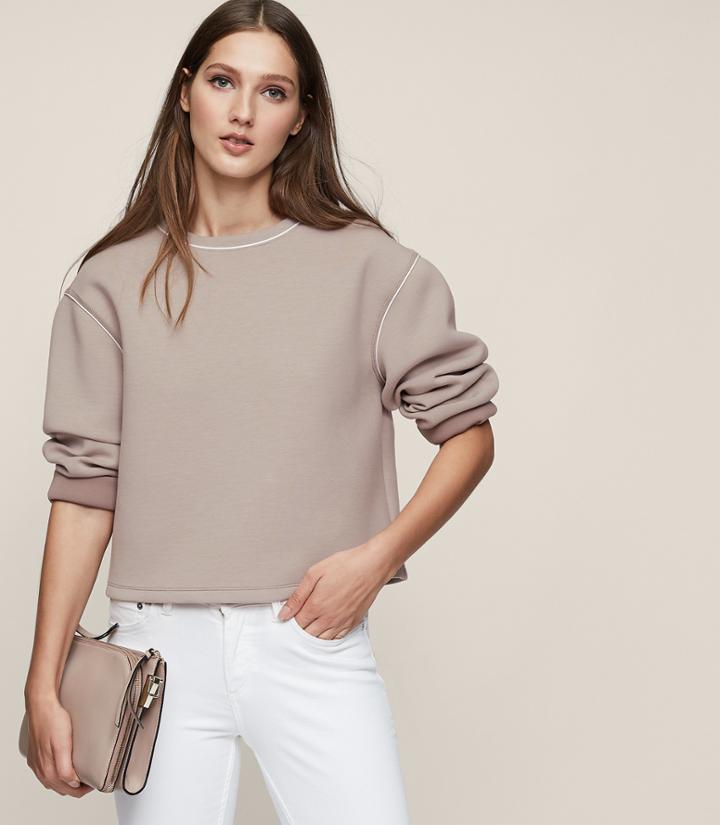 Reiss Gaia - Neoprene Sweatshirt In White, Womens, Size S