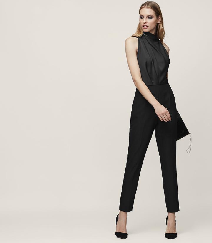 Reiss Kita - Lace-back Jumpsuit In Black, Womens, Size 2