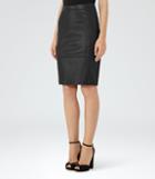 Reiss Avril - Leather Panel Skirt In Black, Womens, Size 0