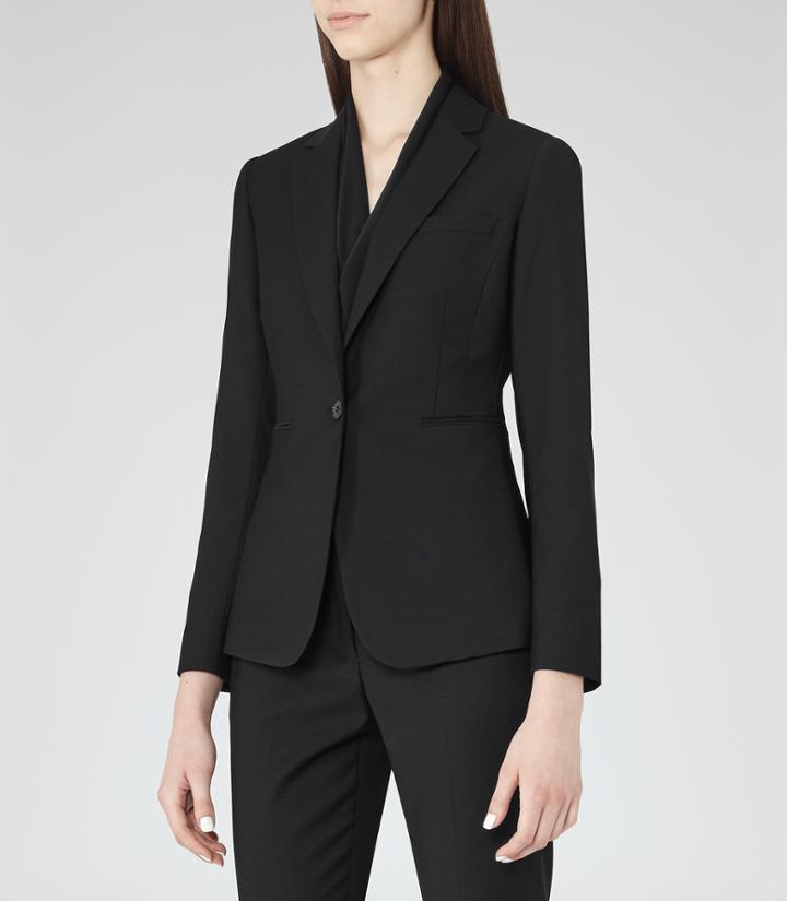 Reiss Vara Jacket - Womens Single-breasted Blazer In Black, Size 12