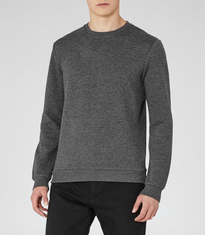 Reiss Lodger - Mens Quilted Sweatshirt In Grey, Size S