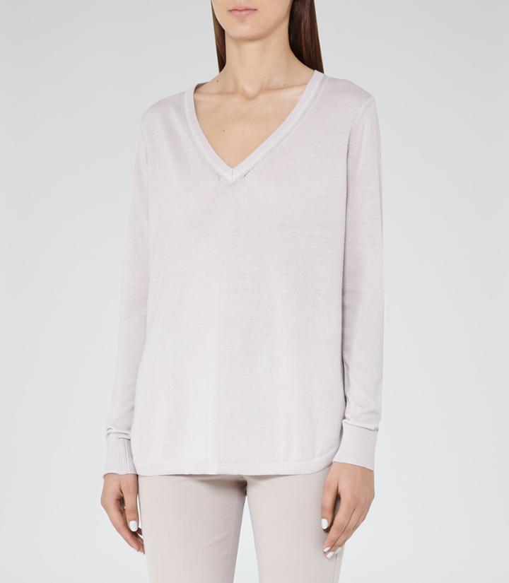 Reiss Celia - Womens Merino-wool Jumper In Grey, Size S