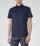 Reiss Redmayne - Mens Cotton Short Sleeve Shirt In Blue, Size M
