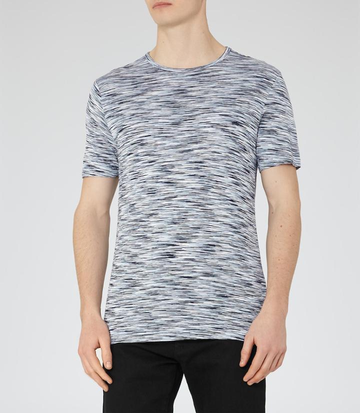 Reiss Beach - Tonal Stripe T-shirt In Blue, Mens, Size Xs