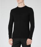Reiss Romany - Mens Textured Crew-neck Jumper In Black, Size Xs