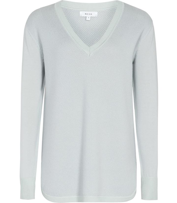 Reiss Matilde - Womens Textured-body Jumper In Blue, Size Xs