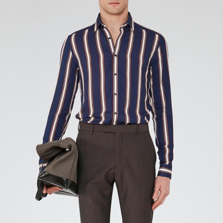 Reiss Coltby - Mens Graphic Stripe Shirt In Blue