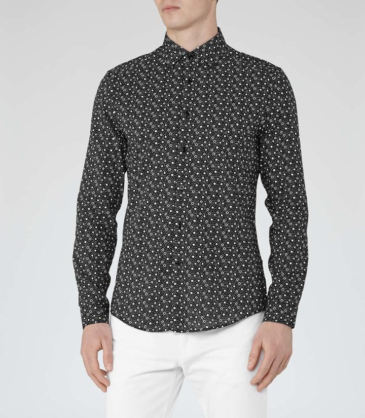 Reiss Stingray - Mens Slim-fit Shirt In Black, Size S
