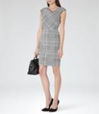 Reiss Rouge - Womens Houndstooth Tailored Dress In Black, Size 14