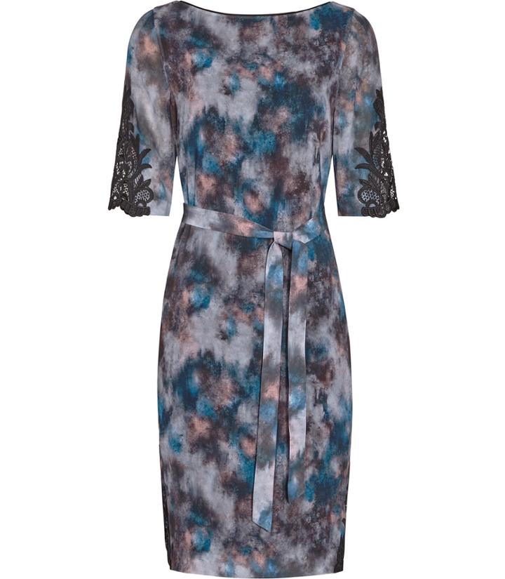 Reiss Ardant - Womens Lace-detail Printed Dress In Black, Size 4