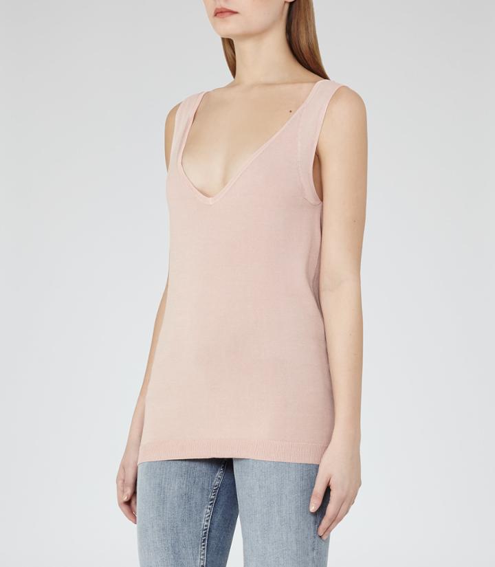 Reiss Rhea - Womens Knitted Tank Top In Orange, Size M