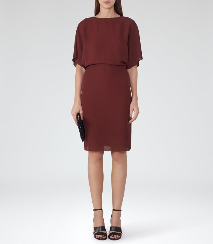 Reiss True - Womens High-neck Draped Dress In Red, Size 4