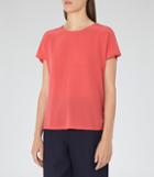 Reiss Tia - Silk Front T-shirt In Red, Womens, Size Xs