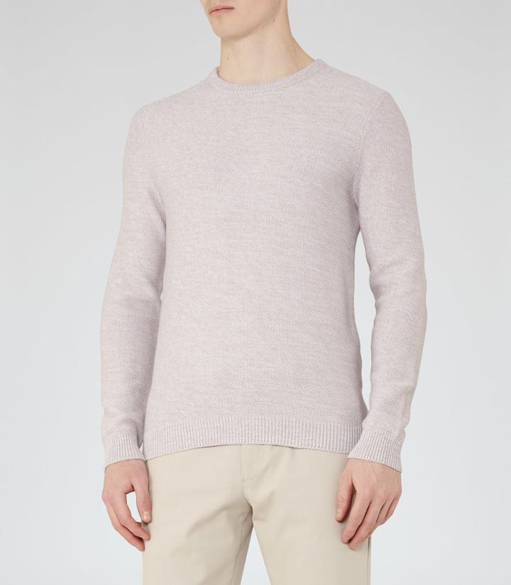 Reiss Gerry - Mens Melange Crew Neck Jumper In Grey, Size Xs