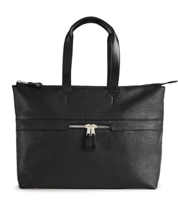 Reiss Newman - Zip Leather Tote Bag In Black, Mens