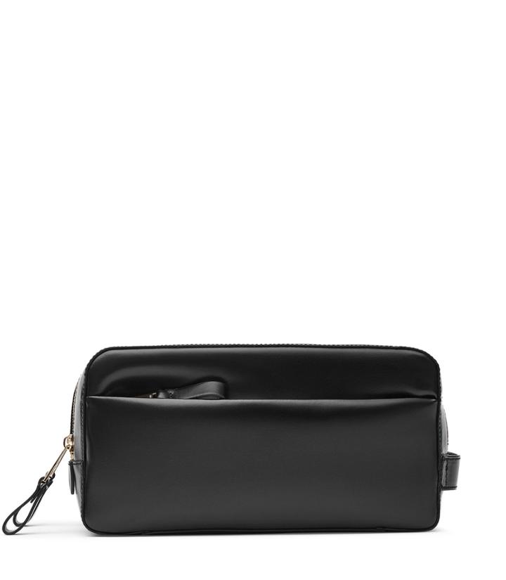 Reiss Mountwell - Leather Wash Bag In Black, Mens