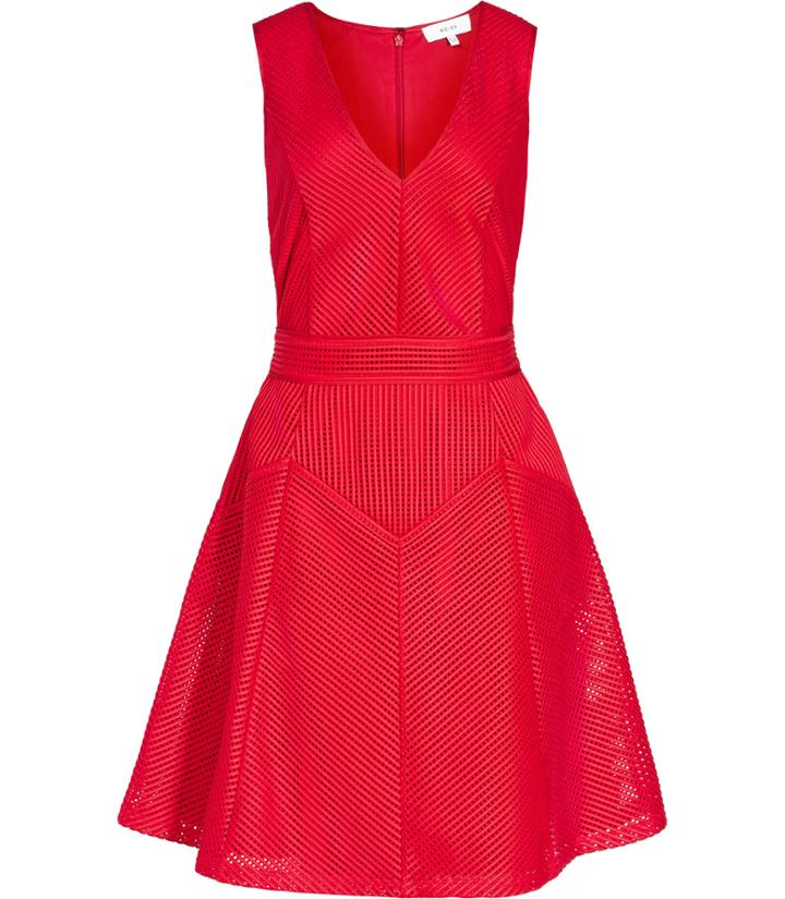 Reiss Topaz - Womens Textured Fit And Flare Dress In Red, Size 8