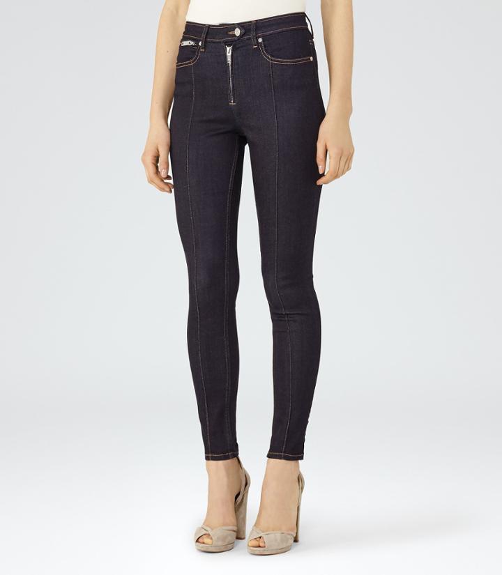 Reiss Francis - Womens High-rise Zip-front Jeans In Blue, Size 24