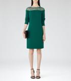 Reiss Claudia - Lace-detail Shift Dress In Green, Womens, Size 2