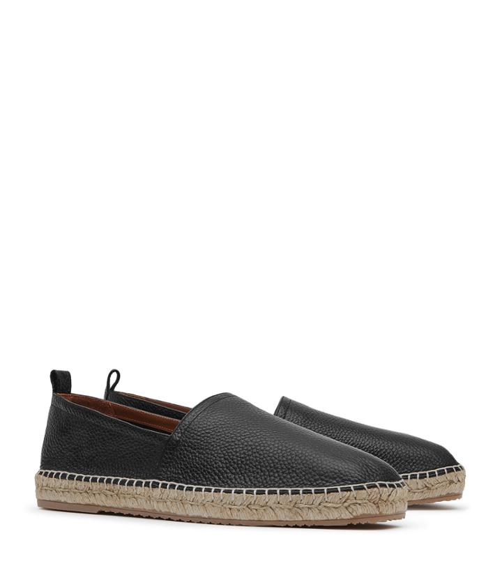 Reiss Eduardo Leather - Mens Leather Espadrilles In Black, Size 7