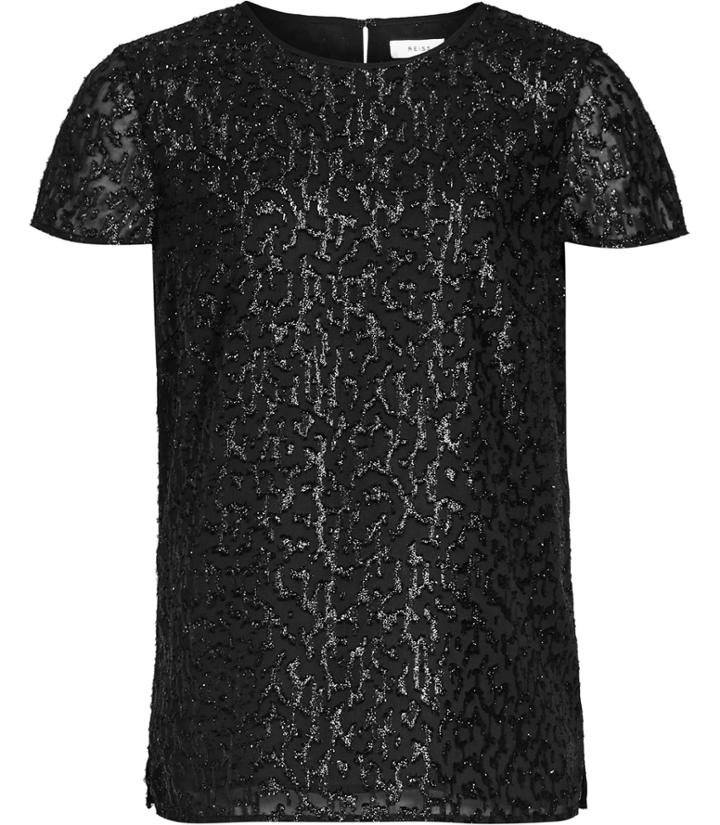 Reiss Fasey - Womens Metallic Top In Black, Size 4