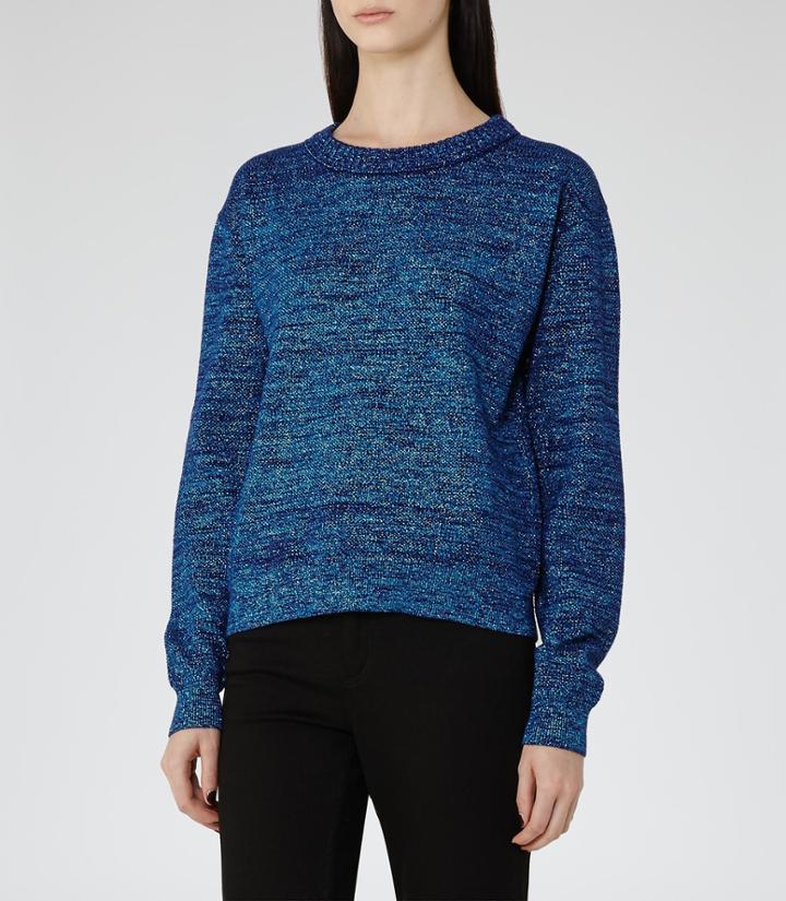 Reiss Richelle - Womens Metallic Jumper In Blue, Size S