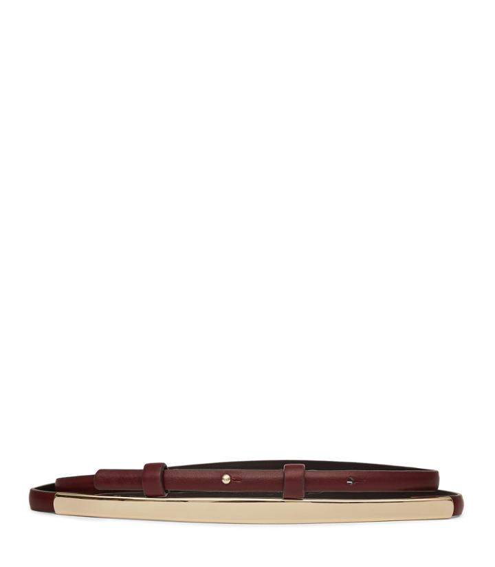 Reiss Broadway - Metal-detail Leather Belt In Red, Womens, Size Xs