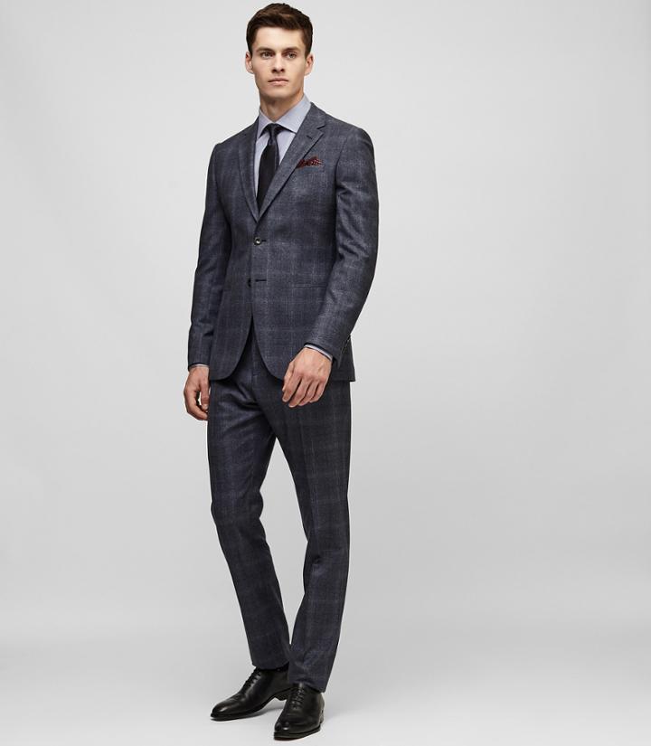 Reiss Caine - Check Wool Suit In Blue, Mens, Size 36