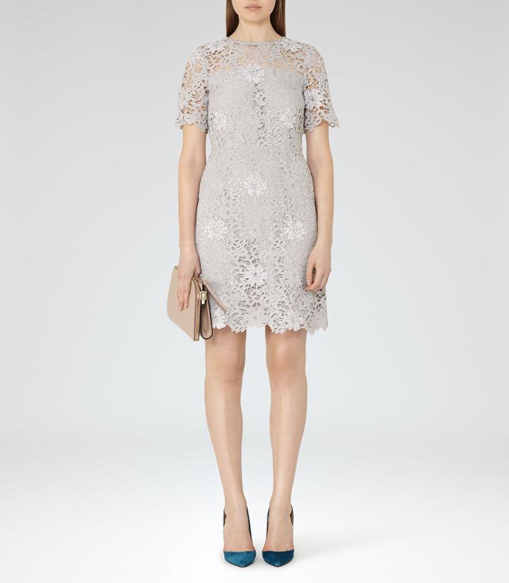 Reiss Lina - Womens Lace Dress In Blue, Size 4