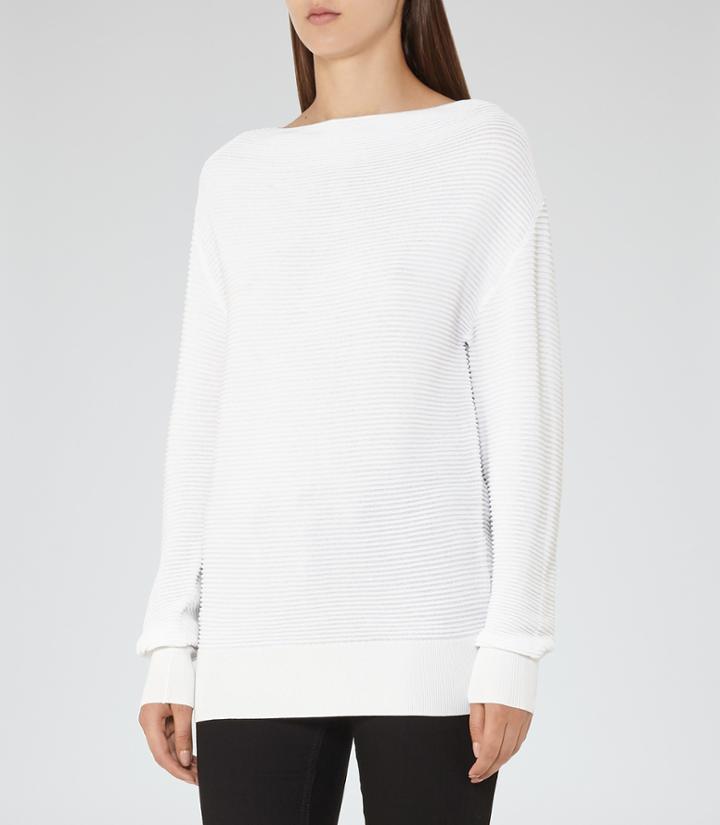 Reiss Katherine - Womens Ripple-stitch Jumper In White, Size Xs