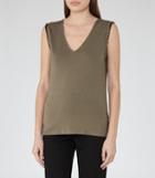 Reiss Sophia - Sleeve-trim Tank Top In Brown, Womens, Size Xs